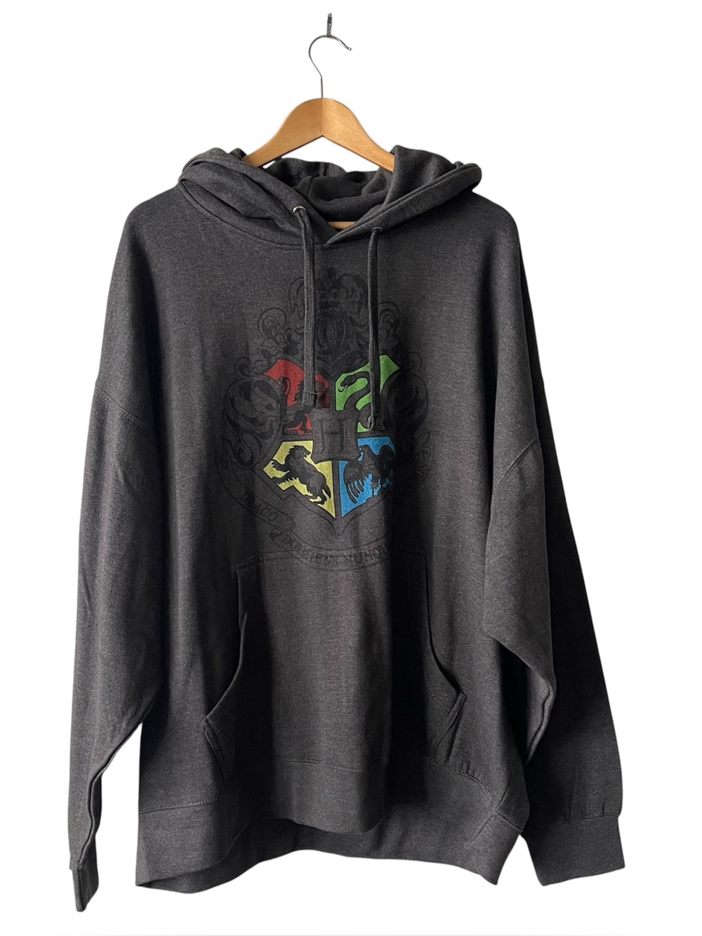 Harry Potter Hogwarts Four Houses Collage Charcoal Gray Pullover Hoodie 3XL